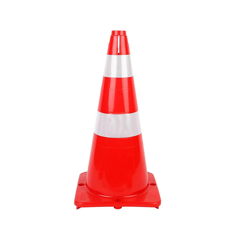Szeroki pachołek drogowy z tworzywa LDPE z odblaskowymi kołnierzami
