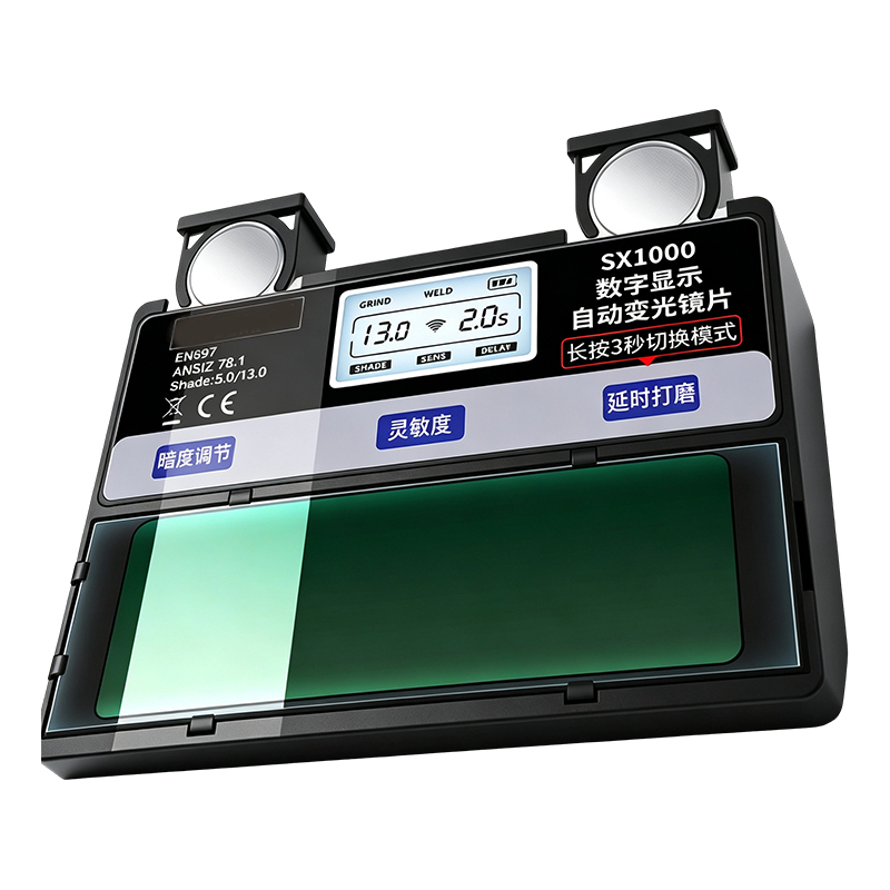 Solar Auto-Darkening Digital Welding Helmet with Touch Screen Controls