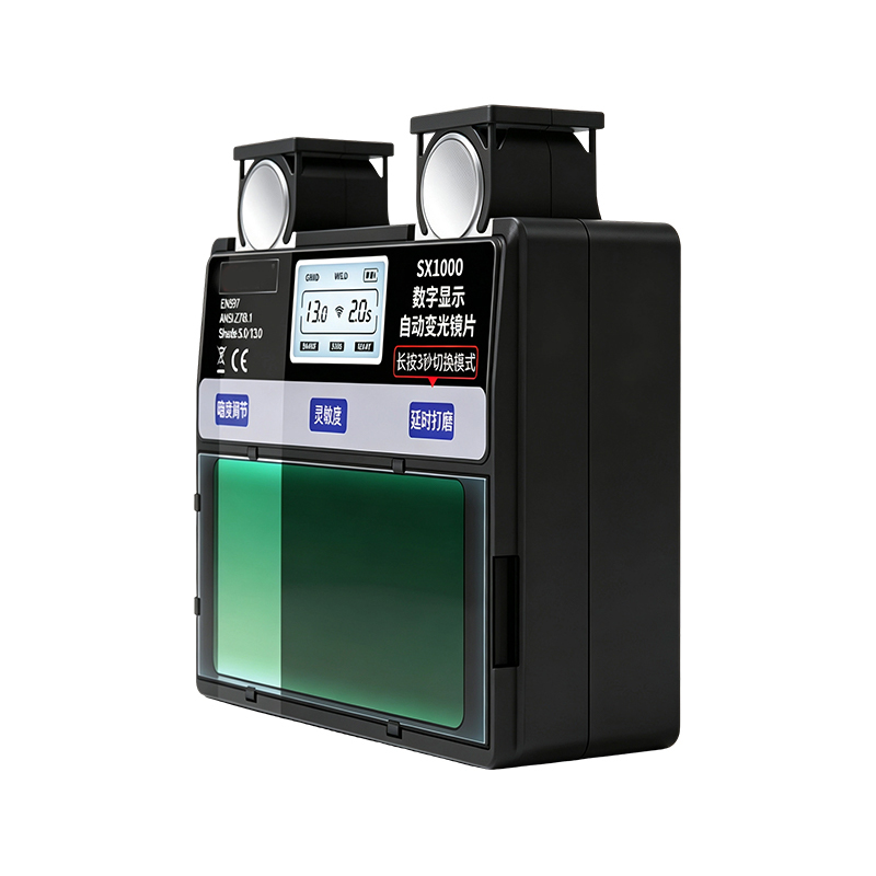 Solar Auto-Darkening Digital Welding Helmet with Touch Screen Controls